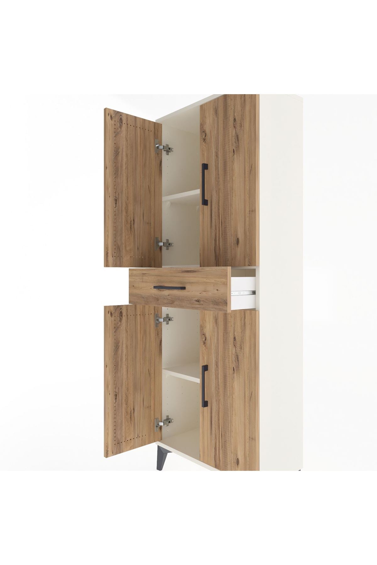Arges Dolap 3 Raflı Tek Çekmeceli 4 Kapaklı 60x30x163 Aytaşı-Çam