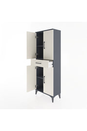 Arges Dolap 3 Raflı Tek Çekmeceli 4 Kapaklı 60x30x163 Antrasit-Aytaşı