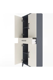 Arges Dolap 3 Raflı Tek Çekmeceli 4 Kapaklı 60x30x163 Antrasit-Aytaşı