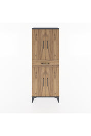 Arges Dolap 3 Raflı Tek Çekmeceli 4 Kapaklı 60x30x163 Antrasit-Çam