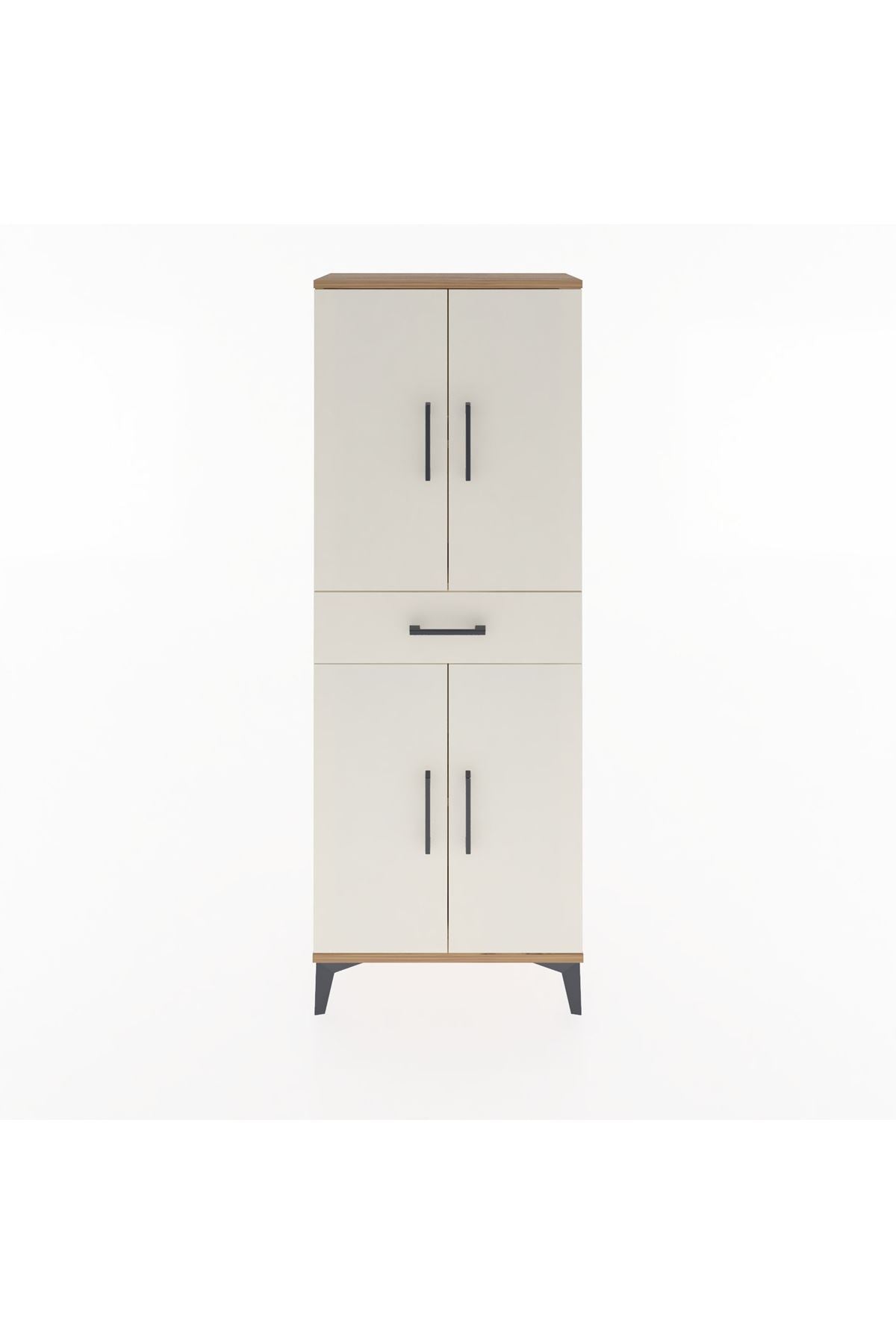 Arges Dolap 3 Raflı Tek Çekmeceli 4 Kapaklı 60x30x163 Çam-Aytaşı