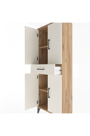 Arges Dolap 3 Raflı Tek Çekmeceli 4 Kapaklı 60x30x163 Çam-Aytaşı