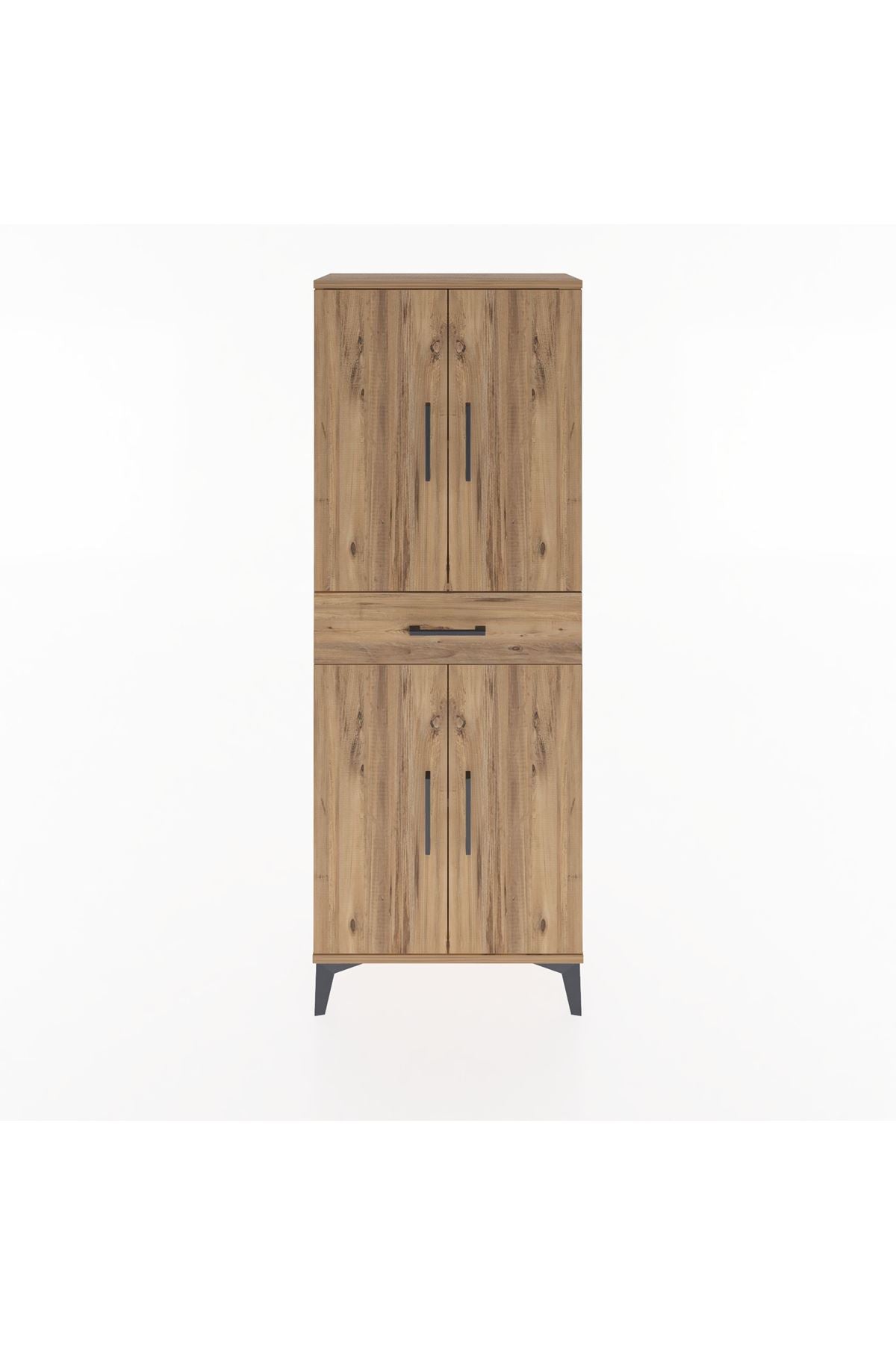 Arges Dolap 3 Raflı Tek Çekmeceli 4 Kapaklı 60x30x163 Çam-Çam