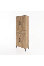 Arges Dolap 3 Raflı Tek Çekmeceli 4 Kapaklı 60x30x163 Çam-Çam