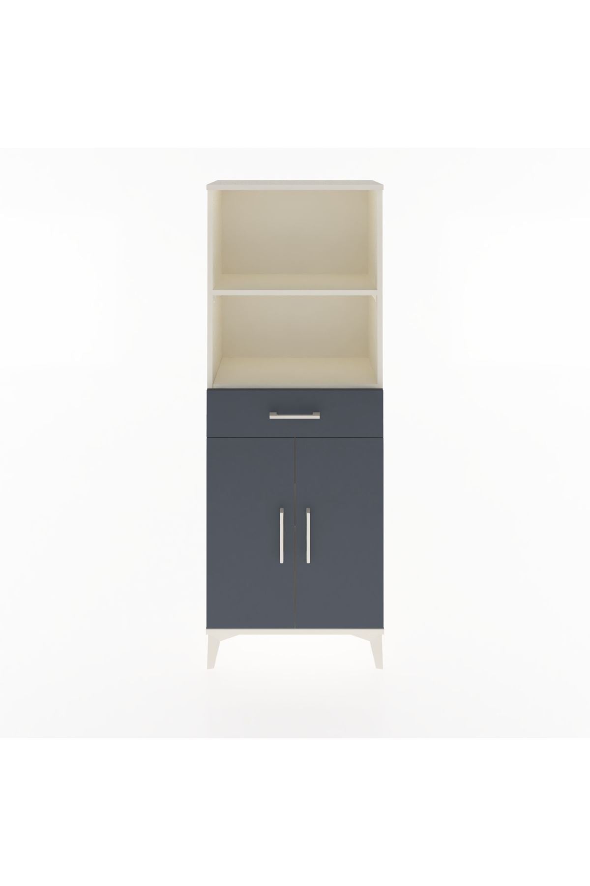 Arges Dolap 3 Raflı Tek Çekmeceli 2 Kapaklı 60x30x163 Aytaşı-Antrasit