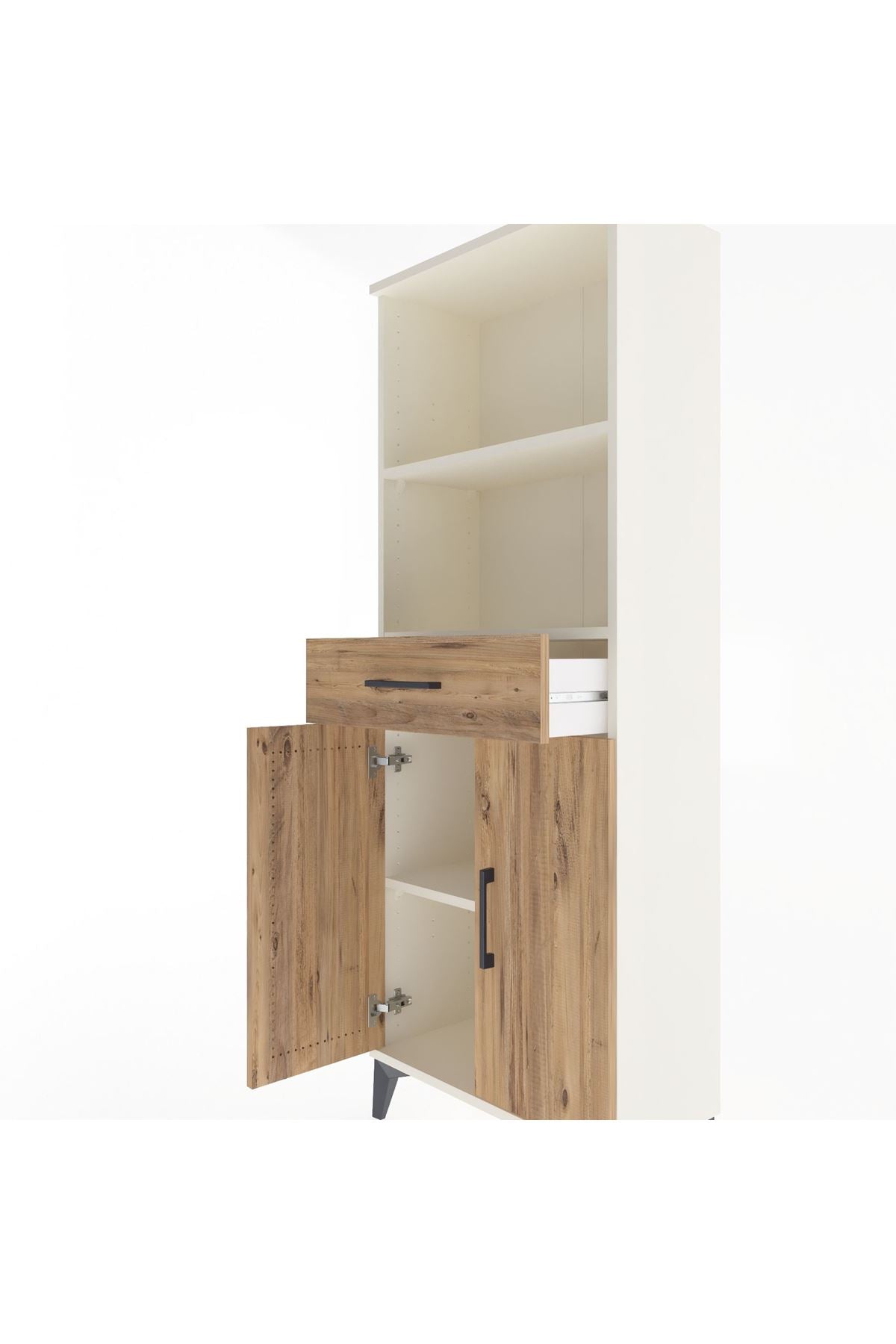 Arges Dolap 3 Raflı Tek Çekmeceli 2 Kapaklı 60x30x163 Aytaşı-Çam