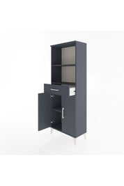 Arges Dolap 3 Raflı Tek Çekmeceli 2 Kapaklı 60x30x163 Antrasit-Antrasit