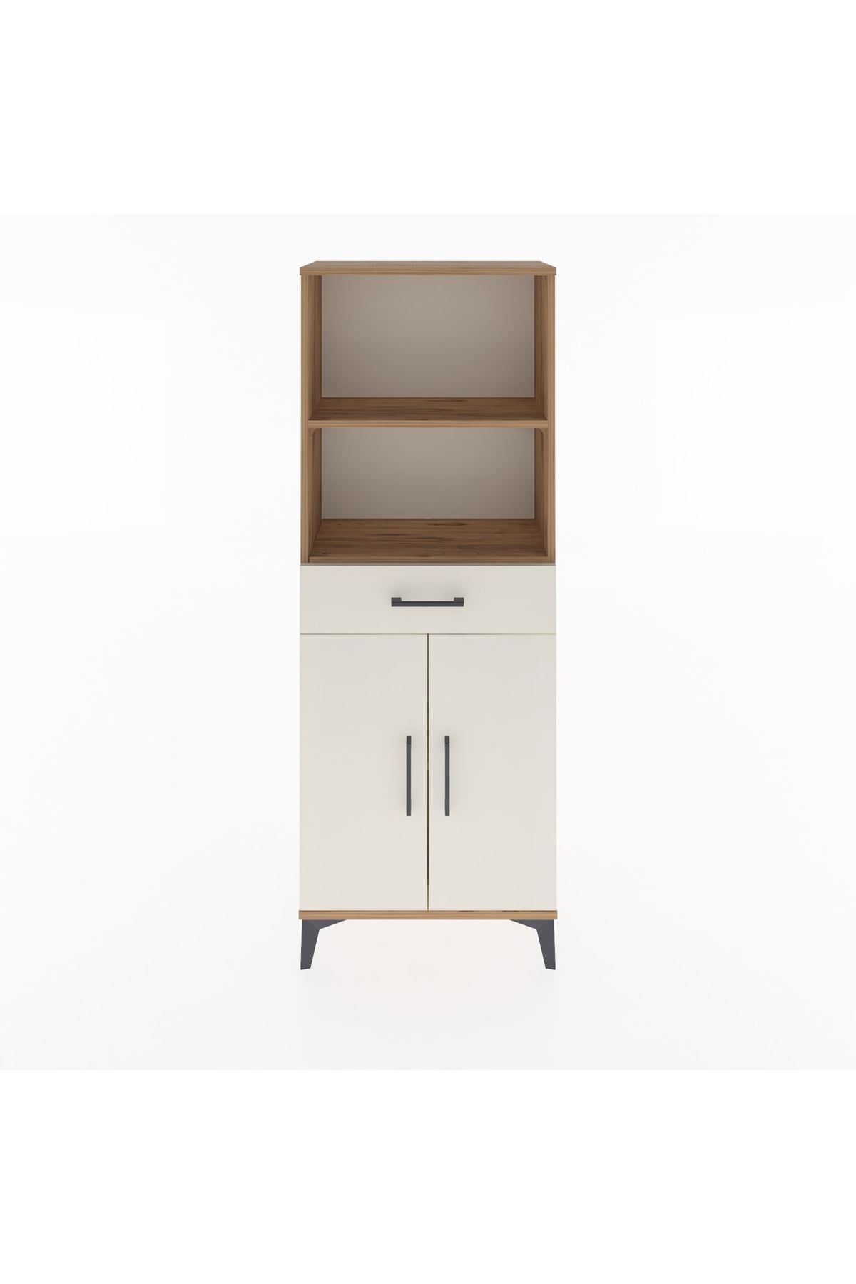 Arges Dolap 3 Raflı Tek Çekmeceli 2 Kapaklı 60x30x163 Çam-Aytaşı