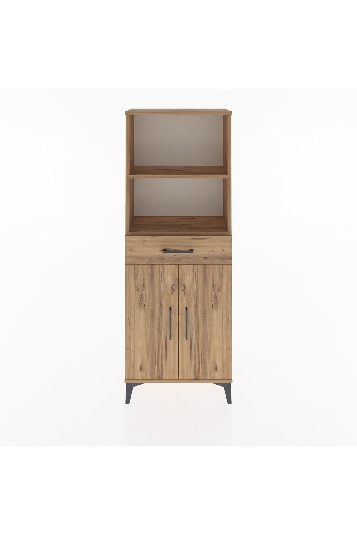 Arges Dolap 3 Raflı Tek Çekmeceli 2 Kapaklı 60x30x163 Çam-Çam