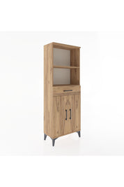 Arges Dolap 3 Raflı Tek Çekmeceli 2 Kapaklı 60x30x163 Çam-Çam