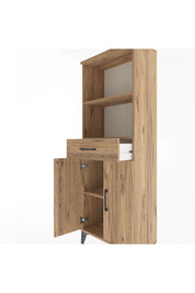 Arges Dolap 3 Raflı Tek Çekmeceli 2 Kapaklı 60x30x163 Çam-Çam