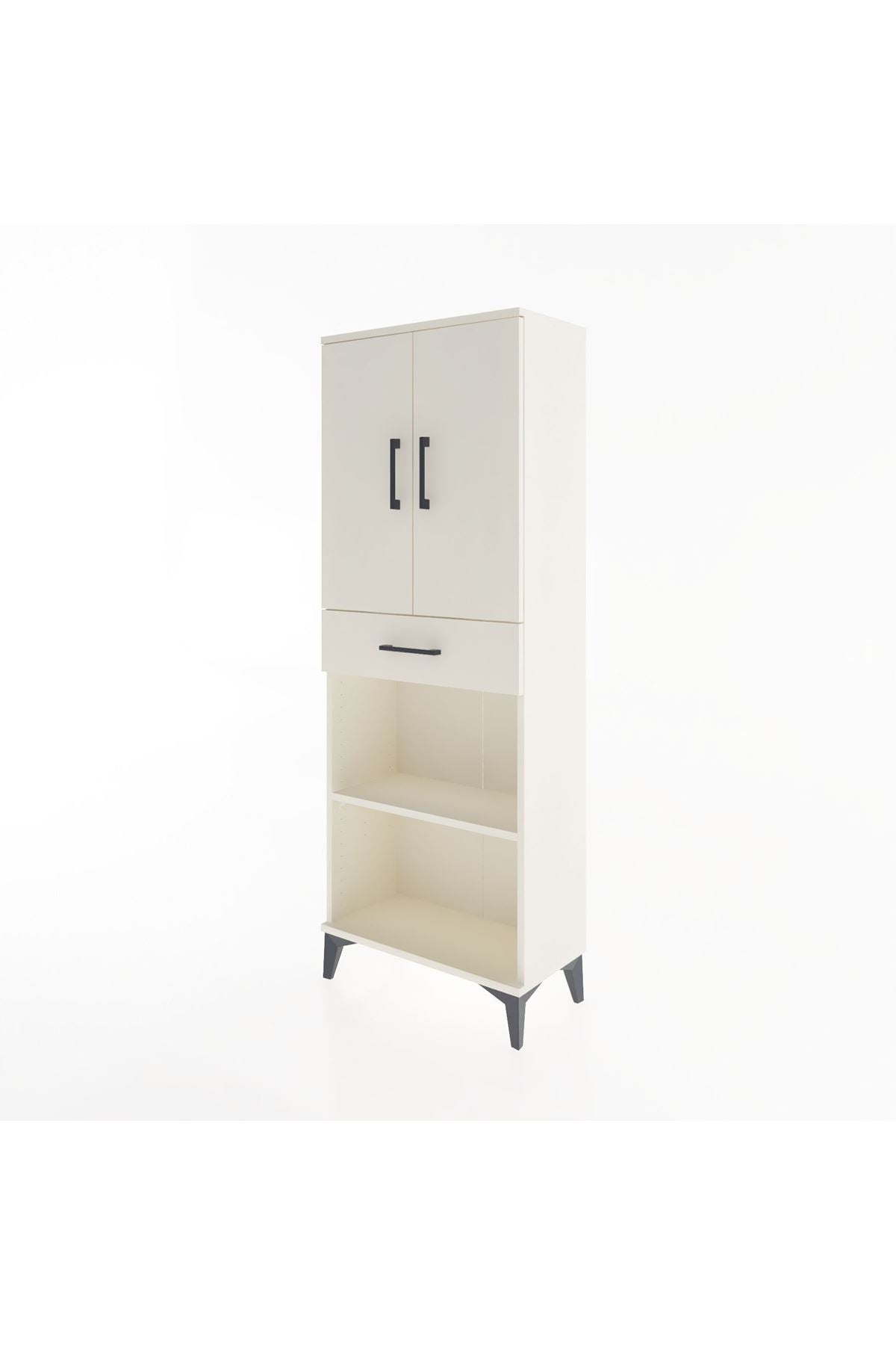 Arges Dolap 3 Raflı Tek Çekmeceli 2 Kapaklı 60x30x163 Aytaşı-Aytaşı