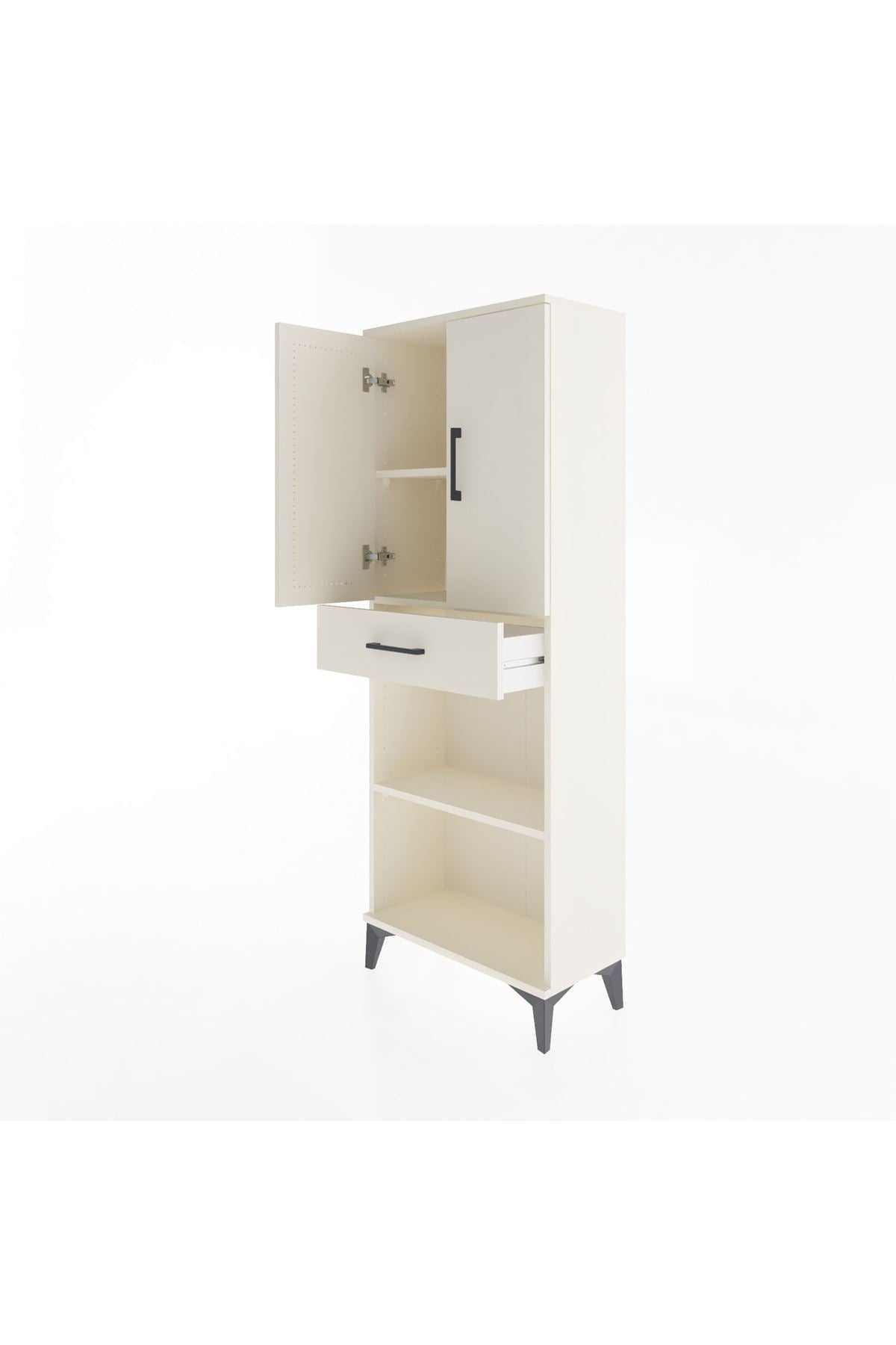 Arges Dolap 3 Raflı Tek Çekmeceli 2 Kapaklı 60x30x163 Aytaşı-Aytaşı