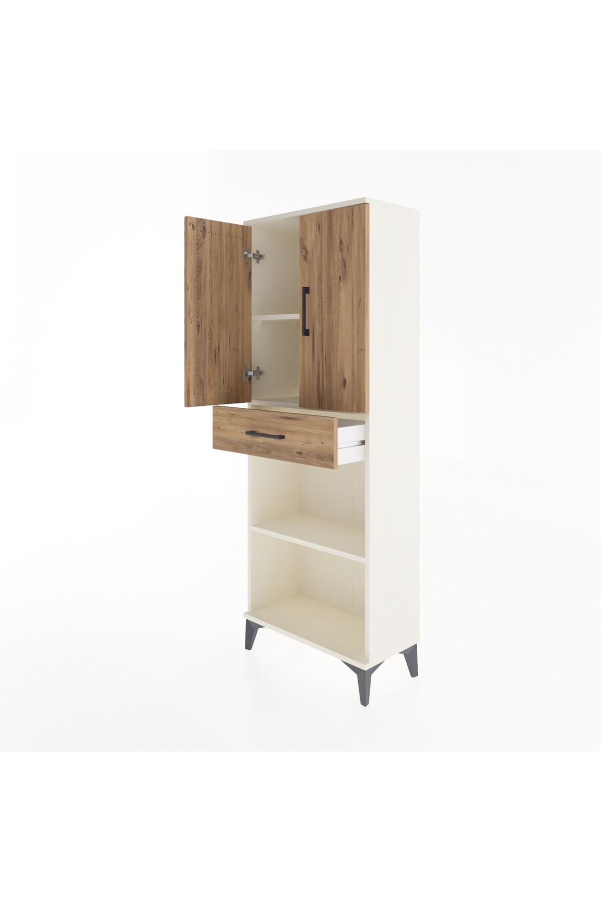 Arges Dolap 3 Raflı Tek Çekmeceli 2 Kapaklı 60x30x163 Aytaşı-Çam