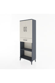 Arges Dolap 3 Raflı Tek Çekmeceli 2 Kapaklı 60x30x163 Antrasit-Aytaşı