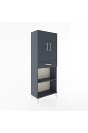 Arges Dolap 3 Raflı Tek Çekmeceli 2 Kapaklı 60x30x163 Antrasit-Antrasit