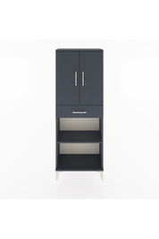 Arges Dolap 3 Raflı Tek Çekmeceli 2 Kapaklı 60x30x163 Antrasit-Antrasit