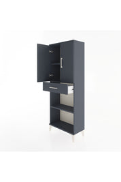 Arges Dolap 3 Raflı Tek Çekmeceli 2 Kapaklı 60x30x163 Antrasit-Antrasit