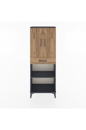Arges Dolap 3 Raflı Tek Çekmeceli 2 Kapaklı 60x30x163 Antrasit-Çam