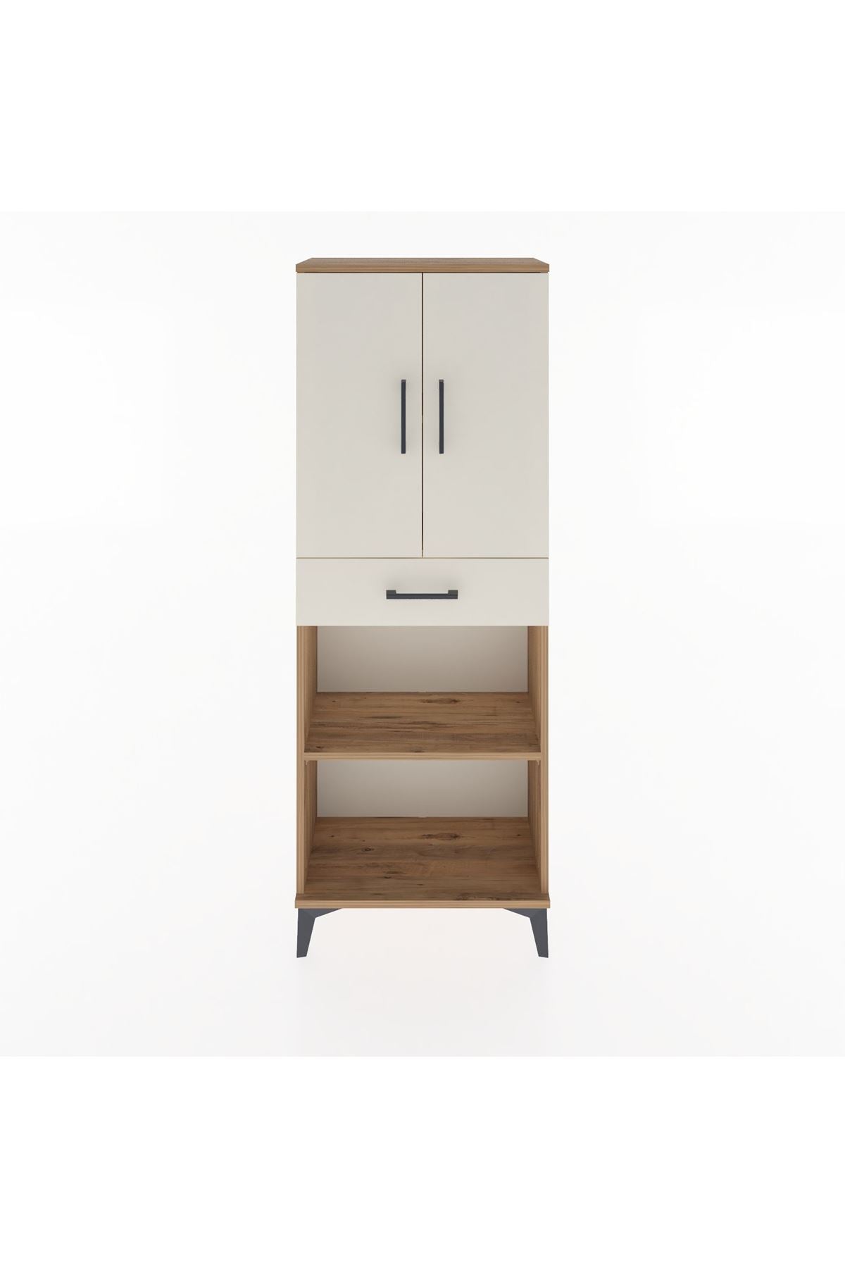 Arges Dolap 3 Raflı Tek Çekmeceli 2 Kapaklı 60x30x163 Çam-Aytaşı
