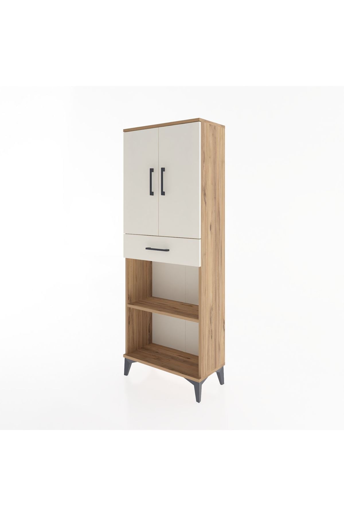 Arges Dolap 3 Raflı Tek Çekmeceli 2 Kapaklı 60x30x163 Çam-Aytaşı