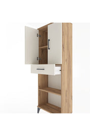 Arges Dolap 3 Raflı Tek Çekmeceli 2 Kapaklı 60x30x163 Çam-Aytaşı