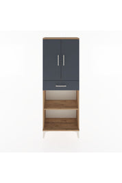 Arges Dolap 3 Raflı Tek Çekmeceli 2 Kapaklı 60x30x163 Çam-Antrasit