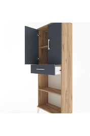 Arges Dolap 3 Raflı Tek Çekmeceli 2 Kapaklı 60x30x163 Çam-Antrasit