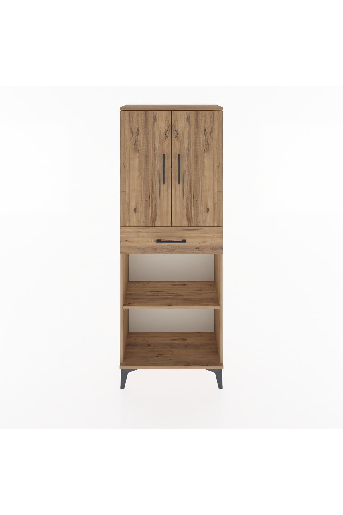 Arges Dolap 3 Raflı Tek Çekmeceli 2 Kapaklı 60x30x163 Çam-Çam