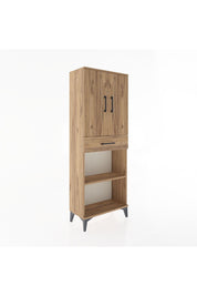 Arges Dolap 3 Raflı Tek Çekmeceli 2 Kapaklı 60x30x163 Çam-Çam