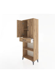 Arges Dolap 3 Raflı Tek Çekmeceli 2 Kapaklı 60x30x163 Çam-Çam
