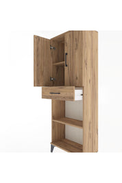 Arges Dolap 3 Raflı Tek Çekmeceli 2 Kapaklı 60x30x163 Çam-Çam
