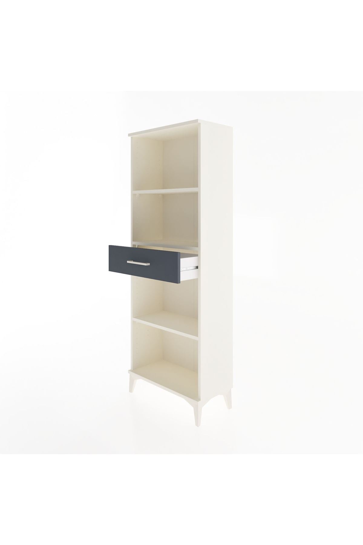 Arges Dolap 3 Raflı Tek Çekmeceli 60x30x163 Aytaşı-Antrasit