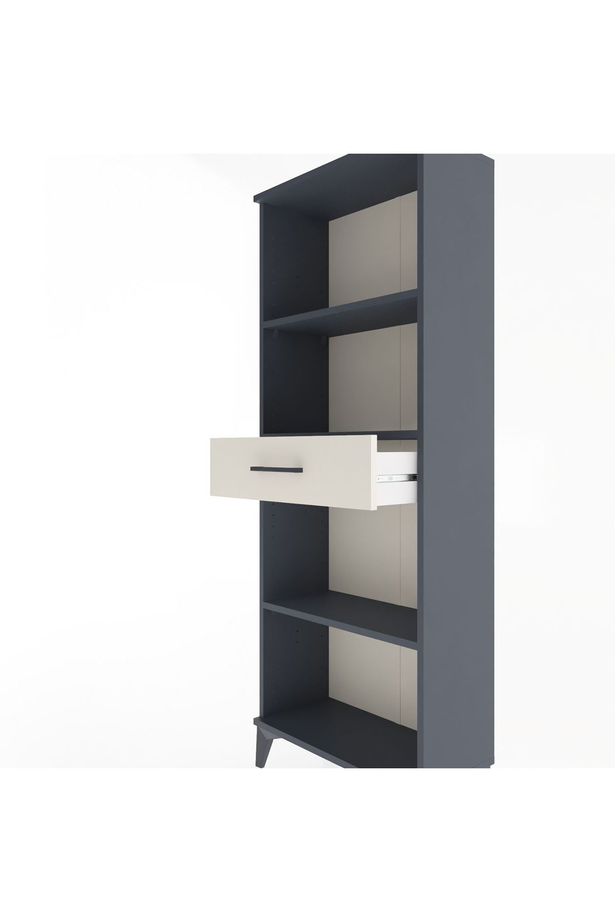 Arges Dolap 3 Raflı Tek Çekmeceli 60x30x163 Antrasit-Aytaşı