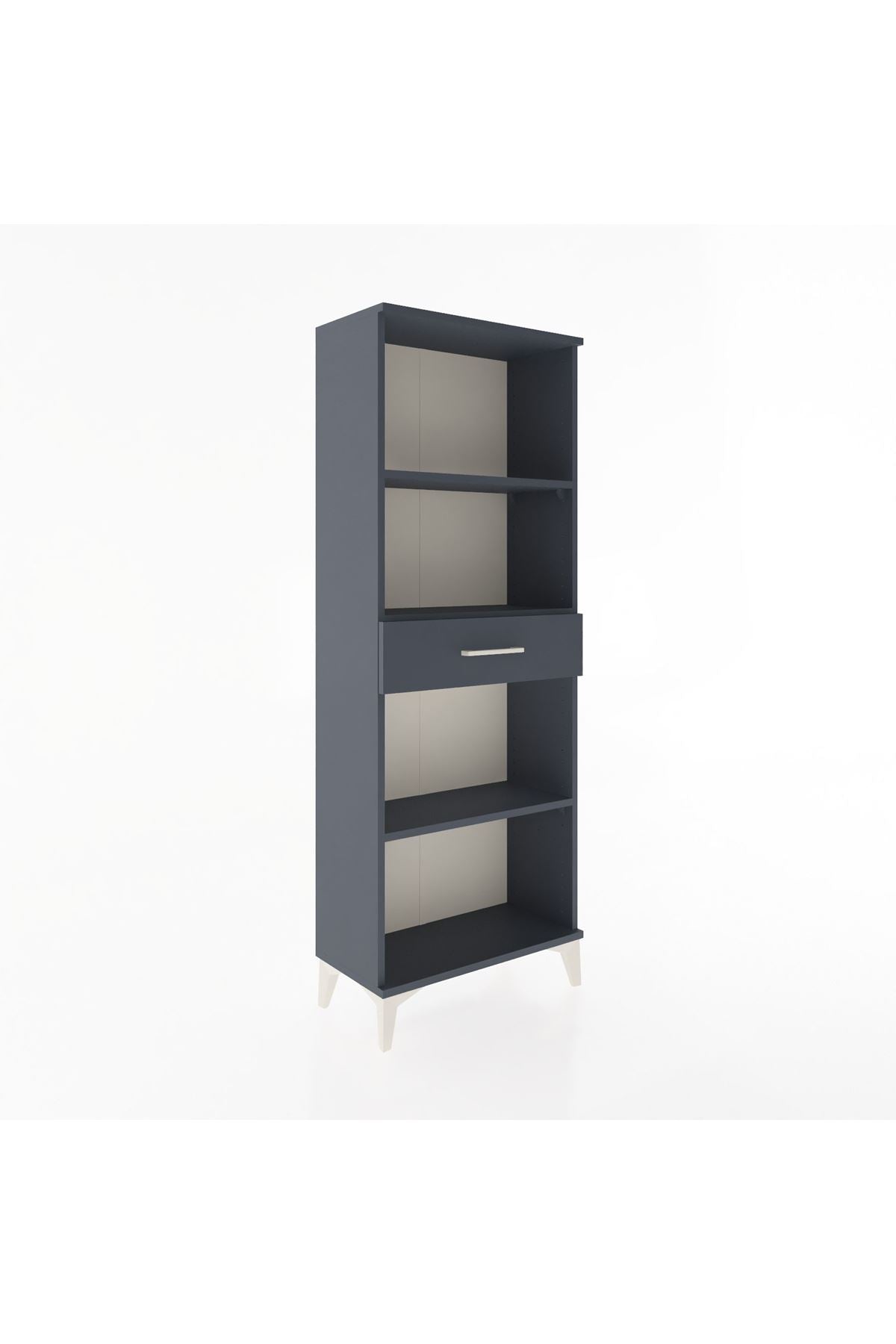 Arges Dolap 3 Raflı Tek Çekmeceli 60x30x163 Antrasit-Antrasit