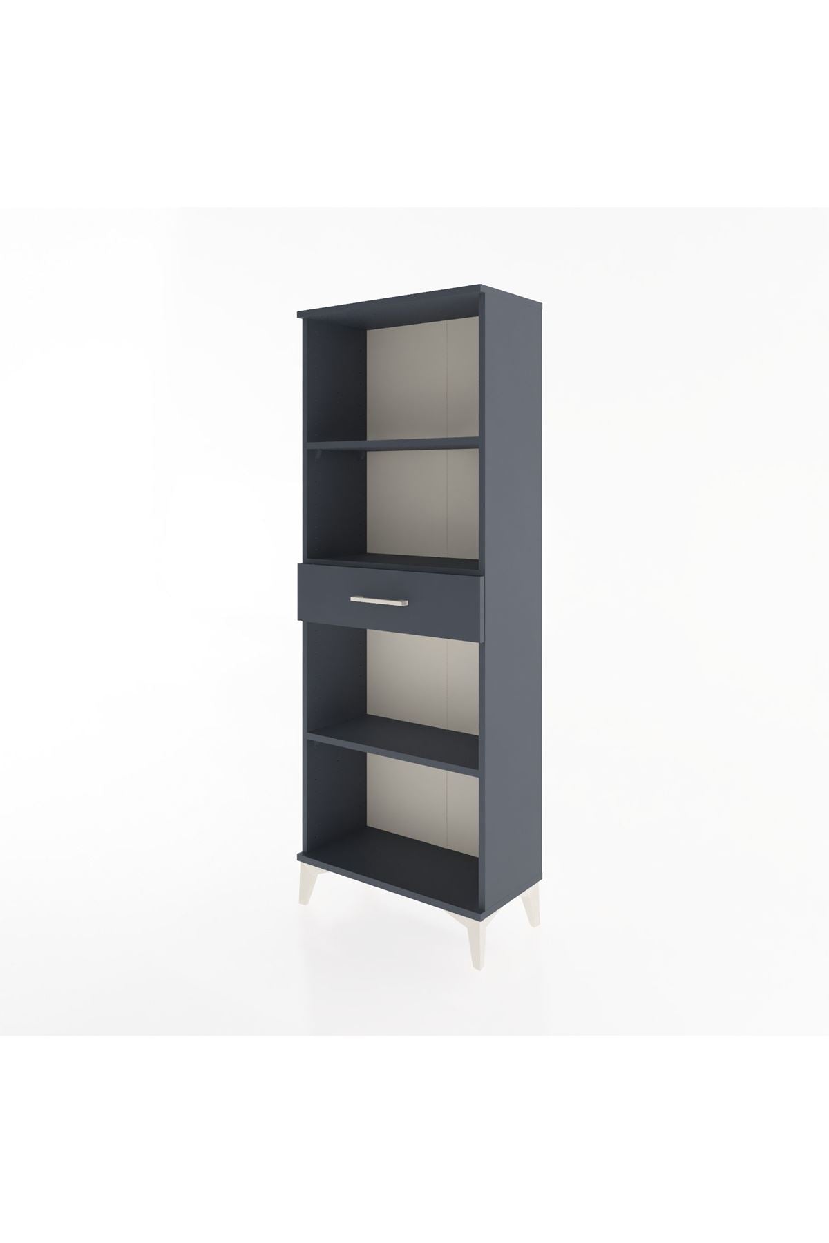 Arges Dolap 3 Raflı Tek Çekmeceli 60x30x163 Antrasit-Antrasit