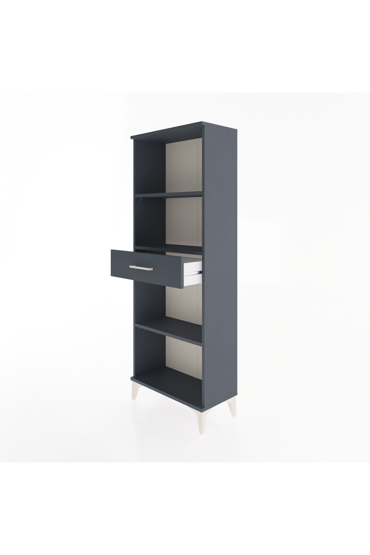 Arges Dolap 3 Raflı Tek Çekmeceli 60x30x163 Antrasit-Antrasit