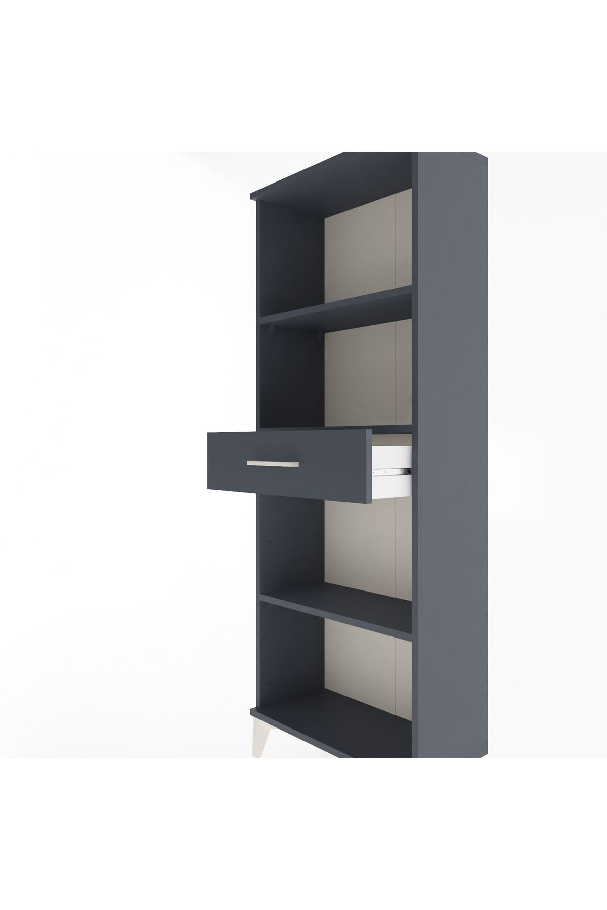 Arges Dolap 3 Raflı Tek Çekmeceli 60x30x163 Antrasit-Antrasit