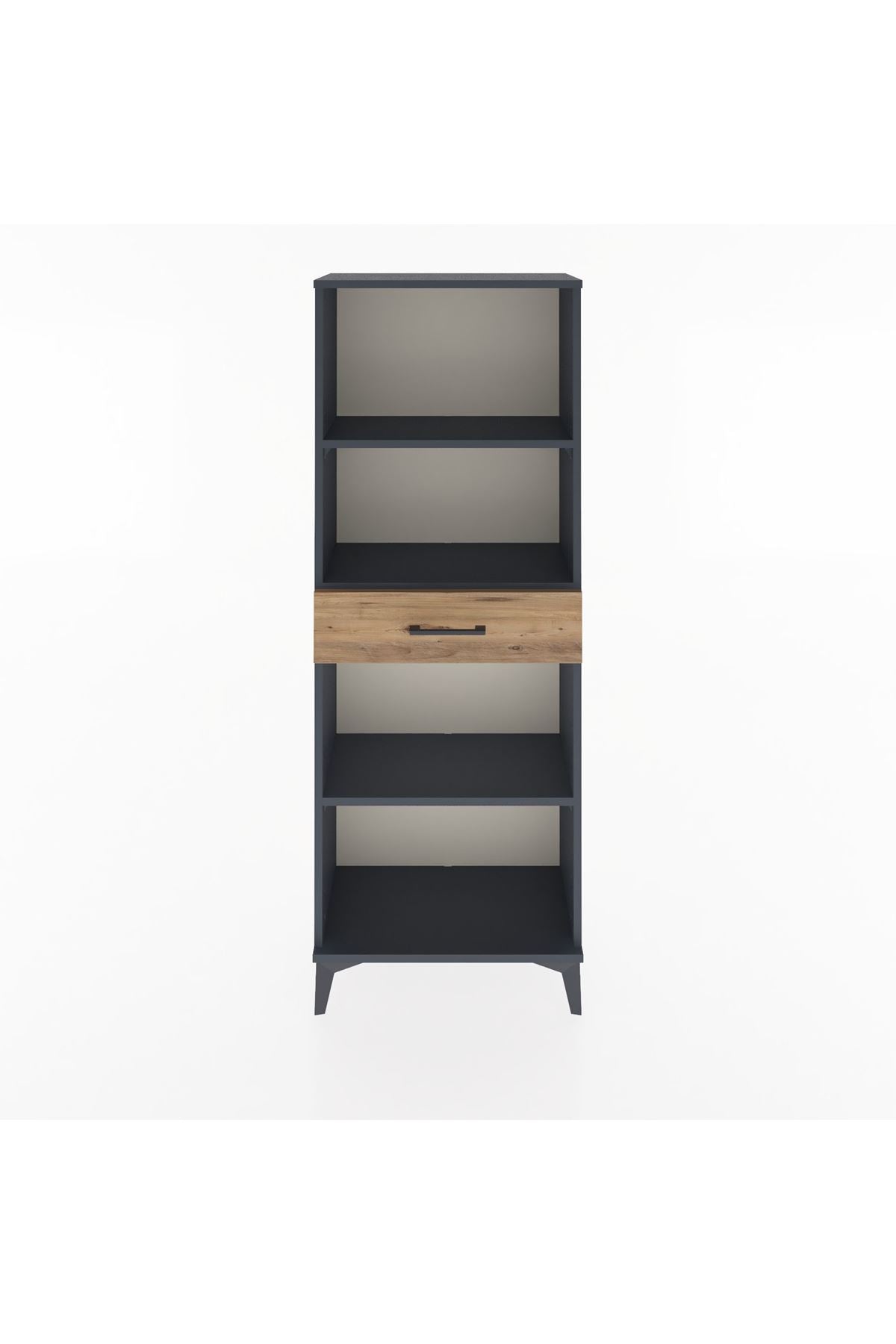 Arges Dolap 3 Raflı Tek Çekmeceli 60x30x163 Antrasit-Çam