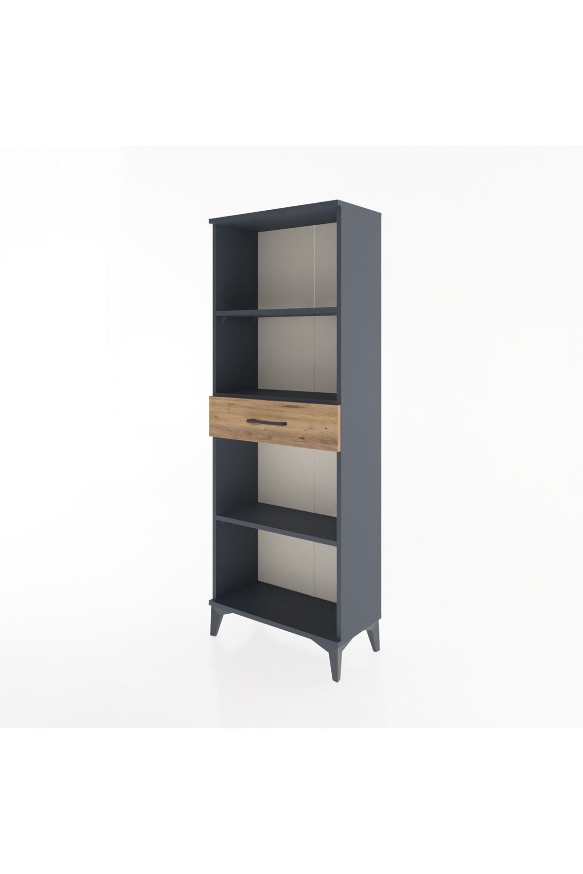 Arges Dolap 3 Raflı Tek Çekmeceli 60x30x163 Antrasit-Çam