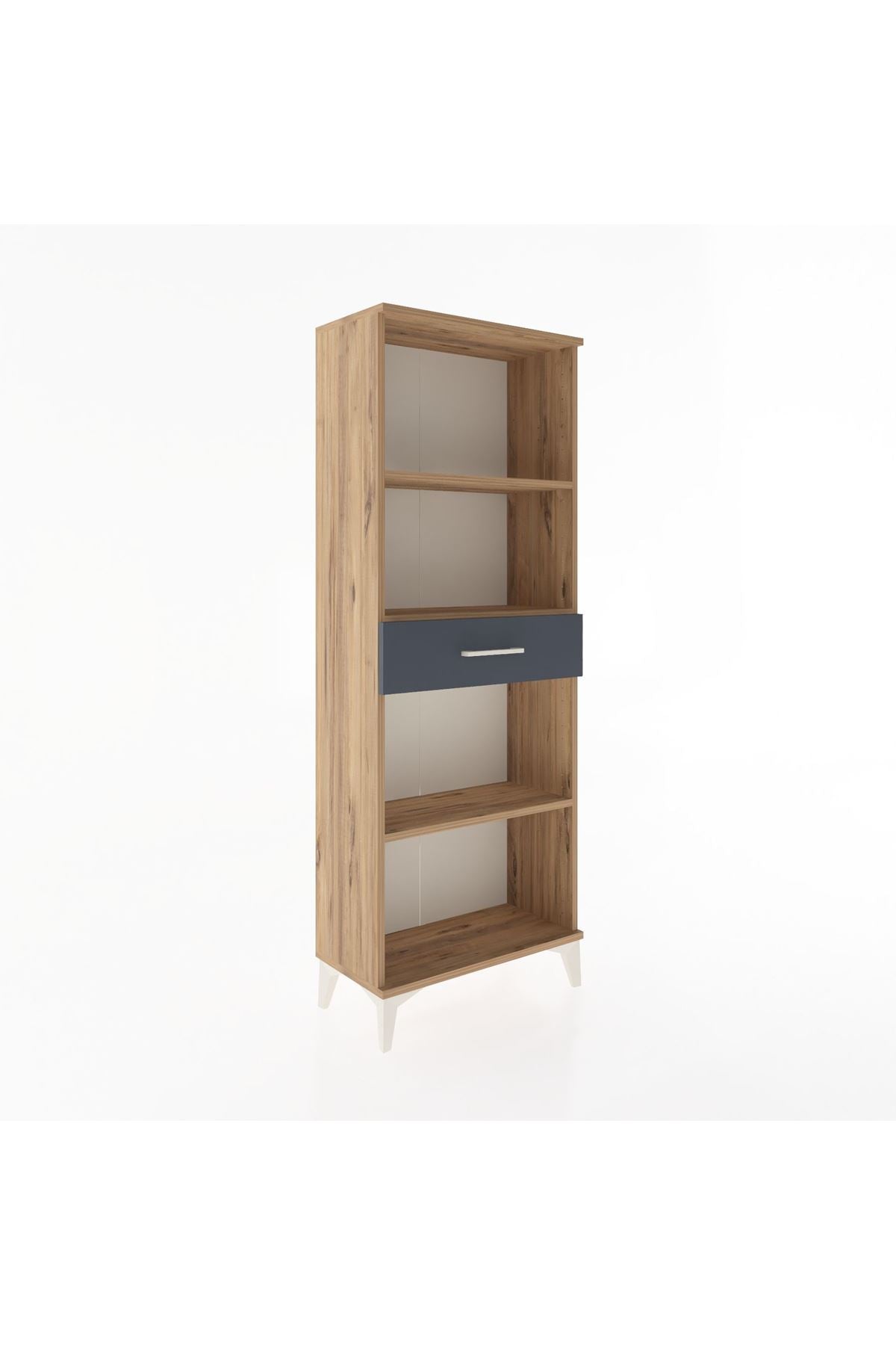 Arges Dolap 3 Raflı Tek Çekmeceli 60x30x163 Çam-Antrasit