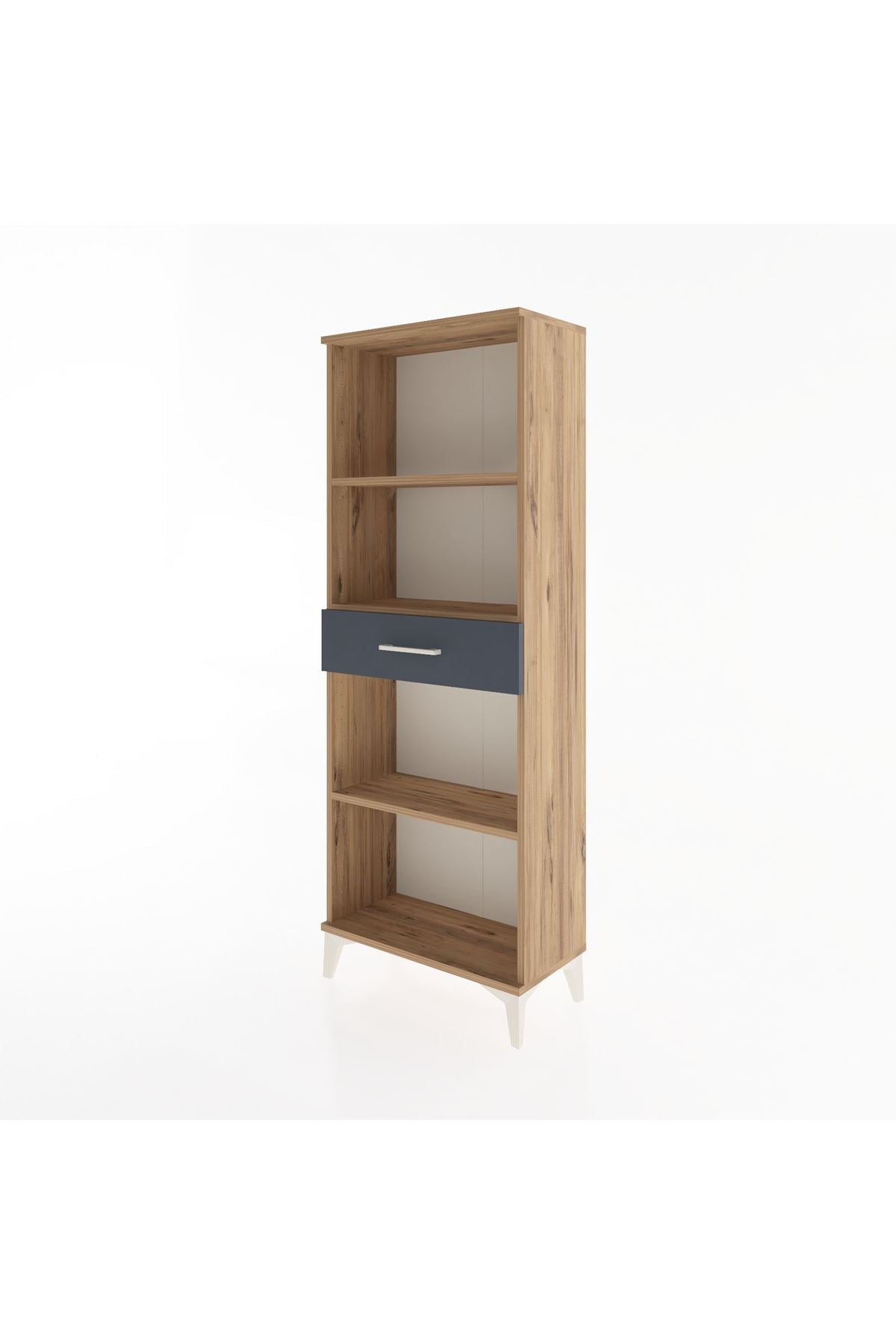 Arges Dolap 3 Raflı Tek Çekmeceli 60x30x163 Çam-Antrasit