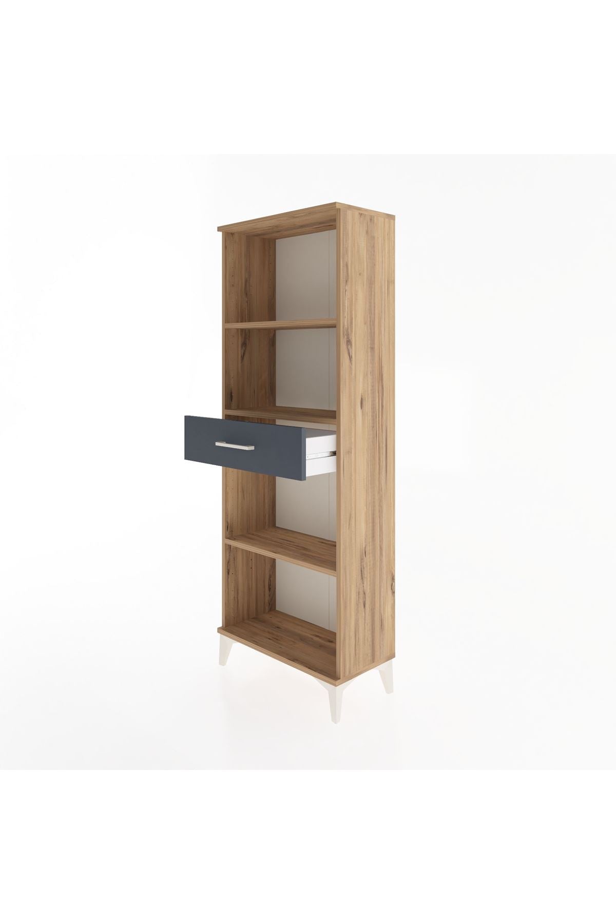 Arges Dolap 3 Raflı Tek Çekmeceli 60x30x163 Çam-Antrasit