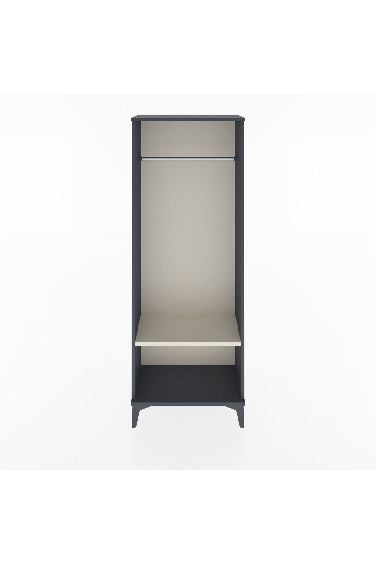 Arges Dolap Tek Raflı Kapaklı Tek Askılı 60x30x163 Antrasit-Aytaşı