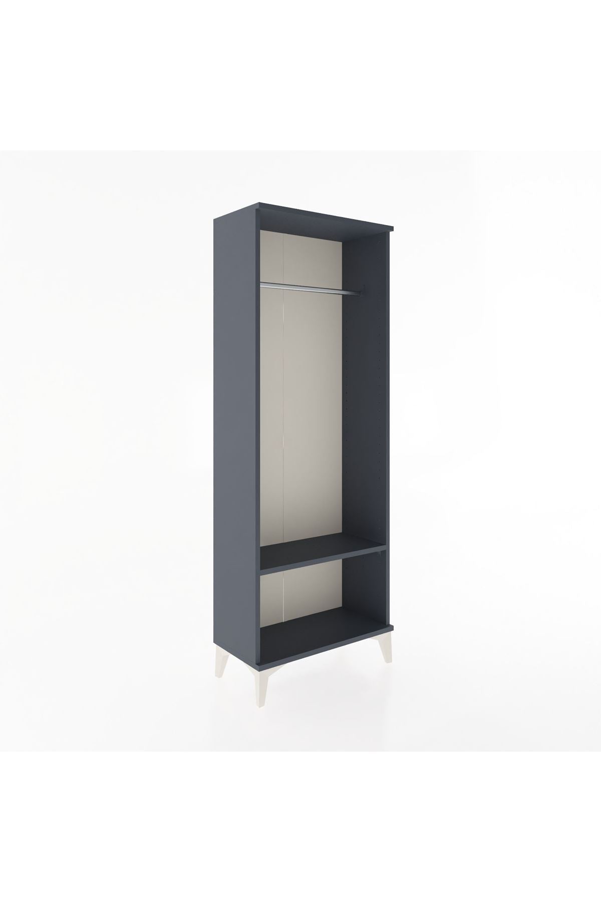 Arges Dolap Tek Raflı Kapaklı Tek Askılı 60x30x163 Antrasit-Antrasit