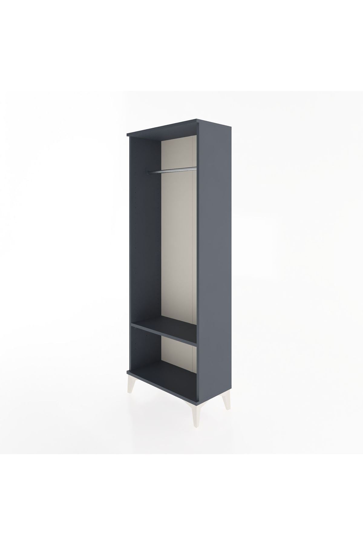 Arges Dolap Tek Raflı Kapaklı Tek Askılı 60x30x163 Antrasit-Antrasit
