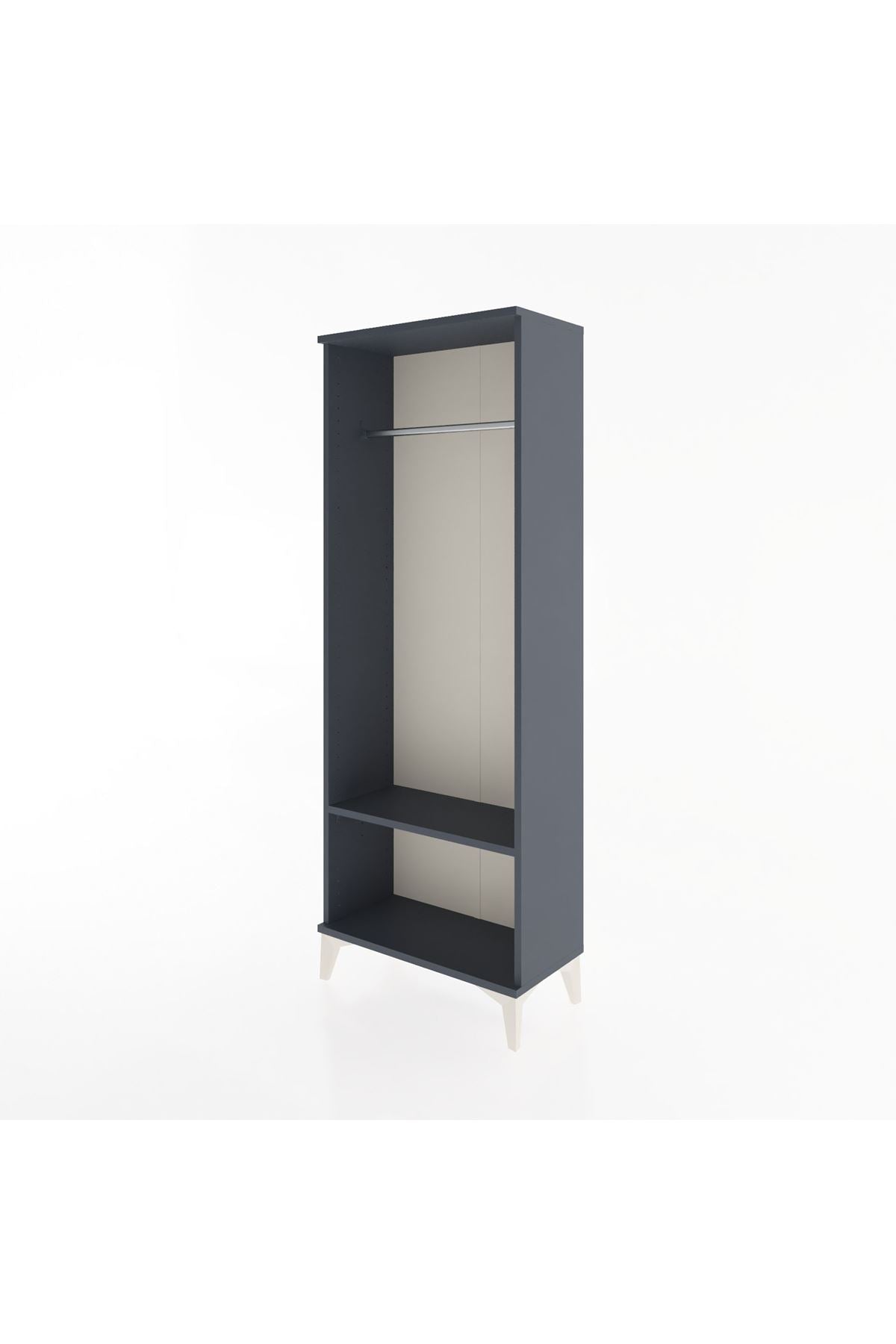 Arges Dolap Tek Raflı Kapaklı Tek Askılı 60x30x163 Antrasit-Antrasit