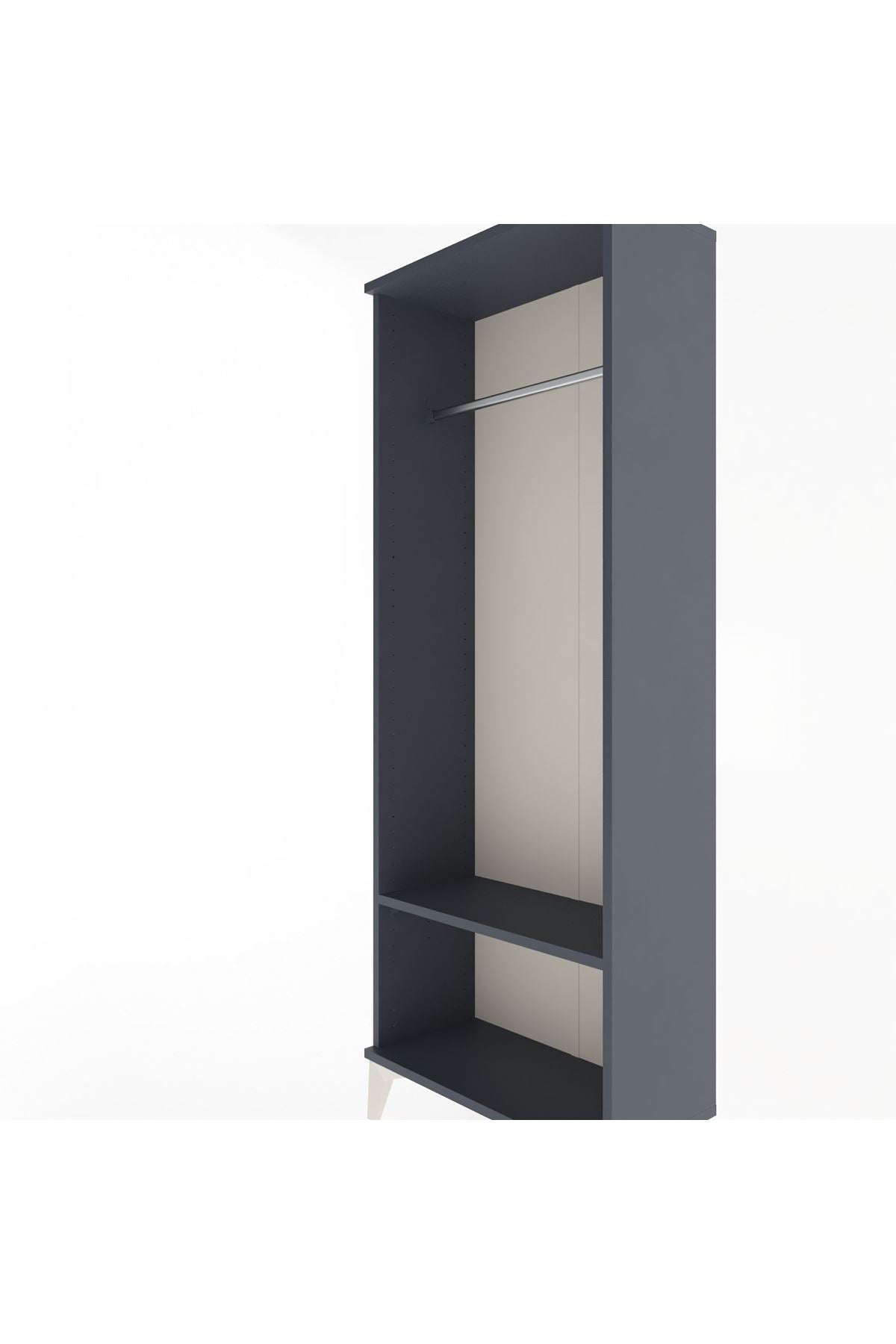 Arges Dolap Tek Raflı Kapaklı Tek Askılı 60x30x163 Antrasit-Antrasit