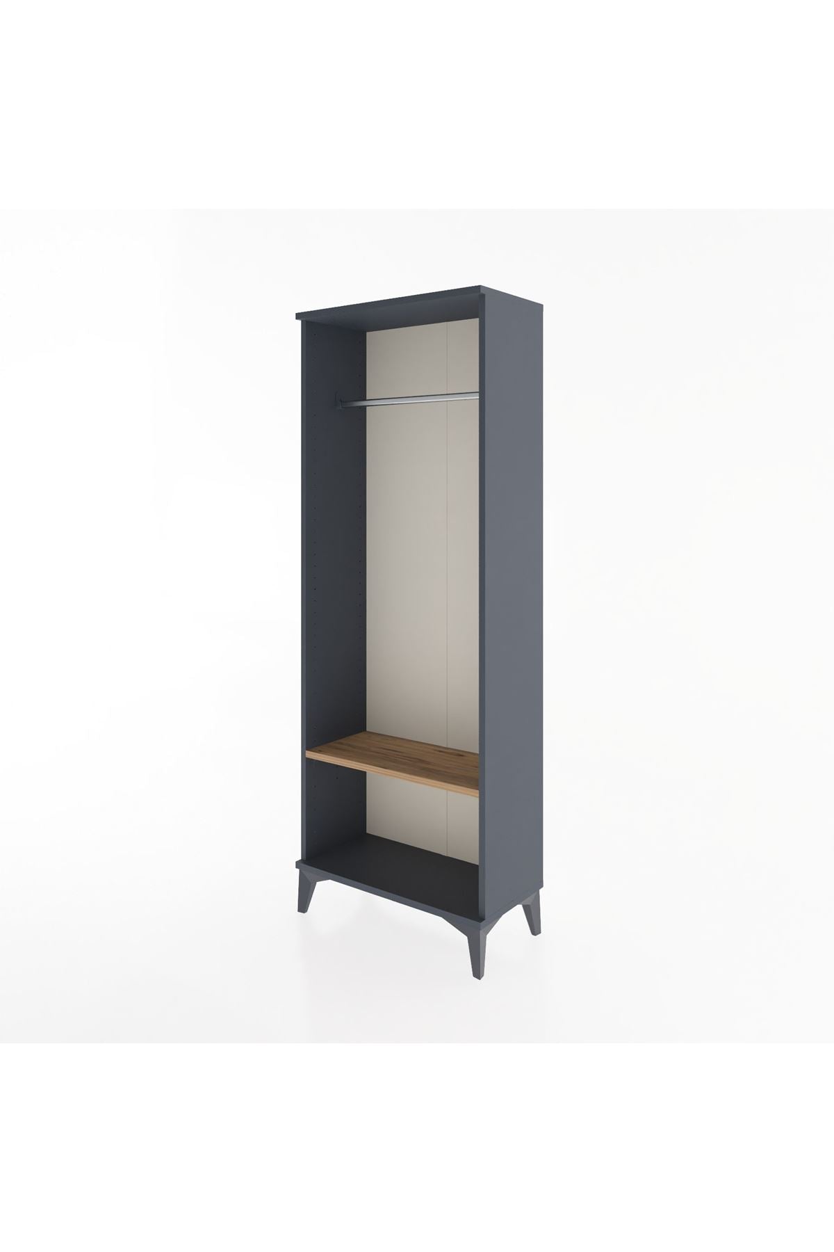 Arges Dolap Tek Raflı Kapaklı Tek Askılı 60x30x163 Antrasit-Çam