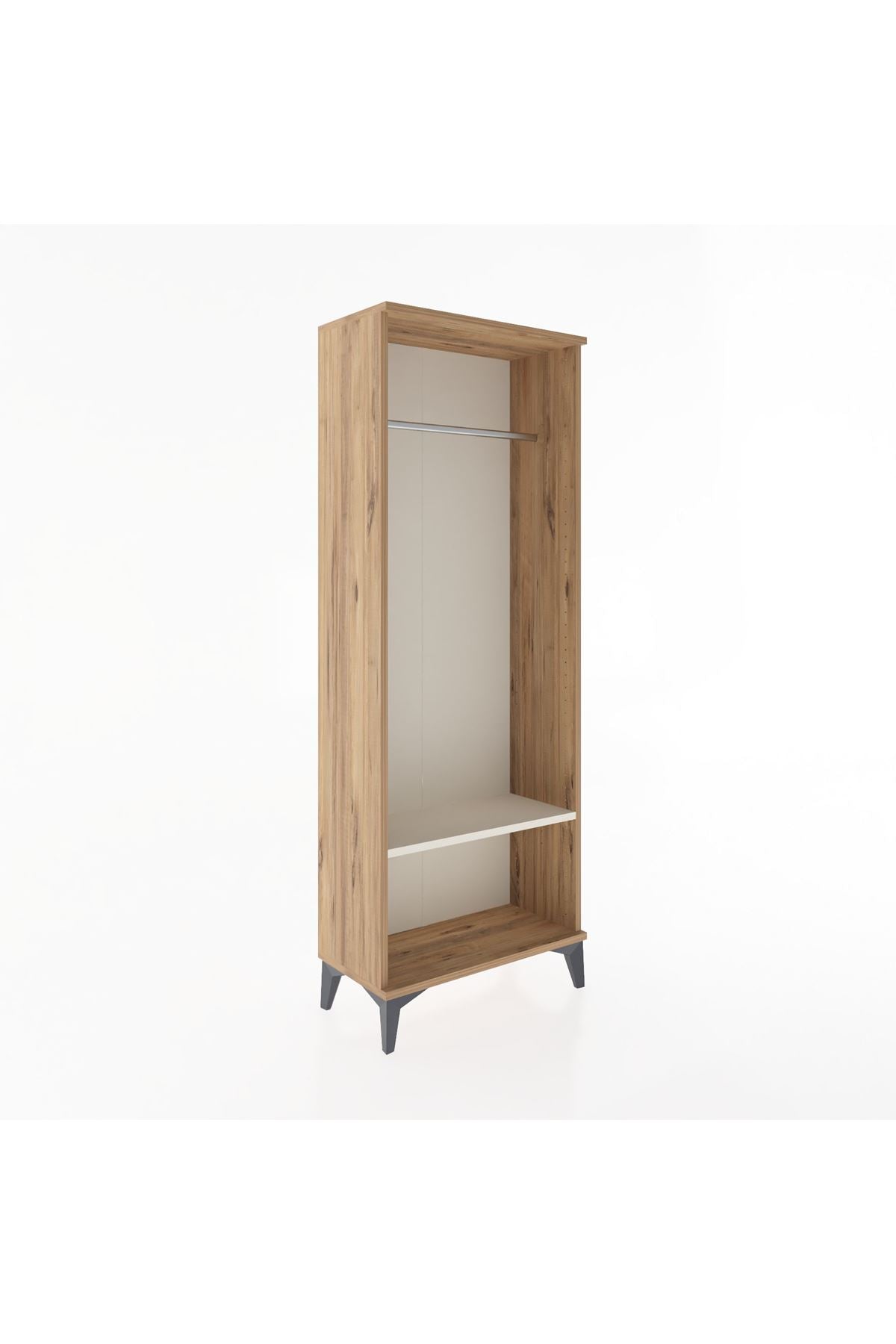 Arges Dolap Tek Raflı Kapaklı Tek Askılı 60x30x163 Çam-Aytaşı